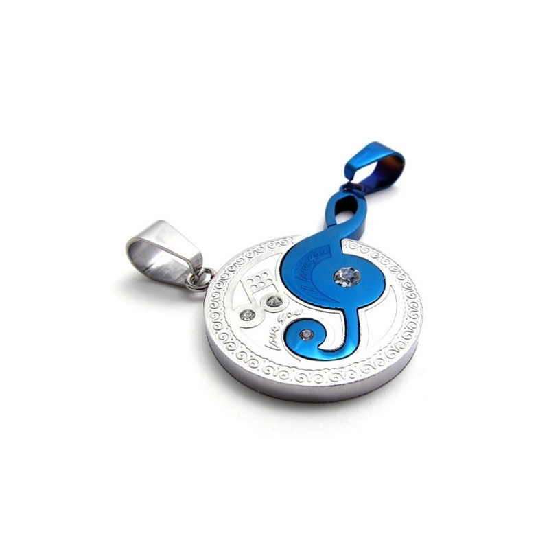 Pingente De Titânio Com Pingente De Nota Musical Azul Pingente De Titânio Com Pingente De Nota Musical Azul