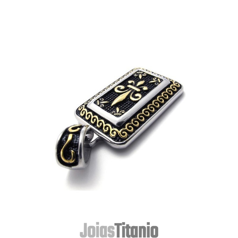 Pingente De Titânio Com Placa De Identificação De Cachorro Dourada Pingente De Titânio Com Placa De Identificação De Cachorro Dourada