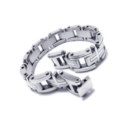 Pulseira Masculina De Prata E Titânio Puro Com Pingente De Cruz