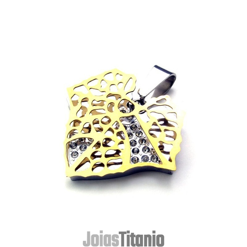 Pingente De Titânio Gold Leaf Lovers Pingente De Titânio Gold Leaf Lovers