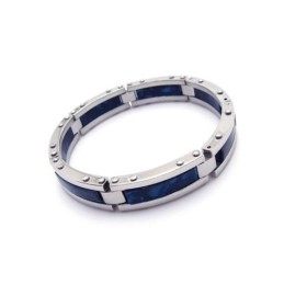 Pulseira Masculina De Borracha De Titânio Puro E Prata Azul