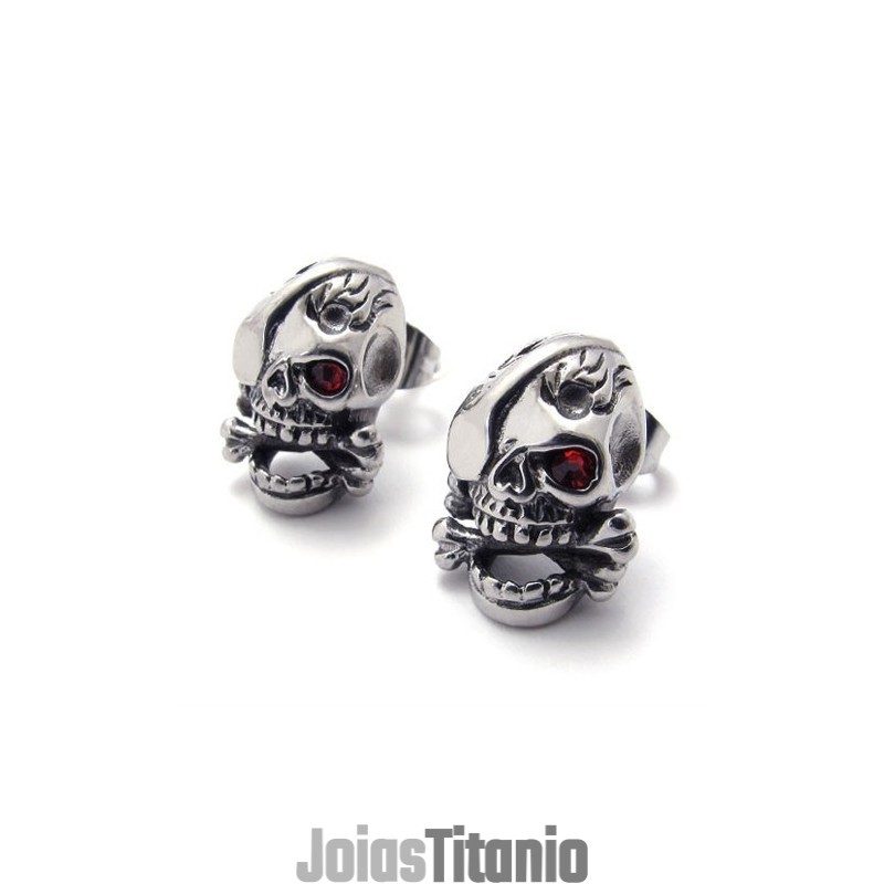 Brincos De Titânio Com Caveira