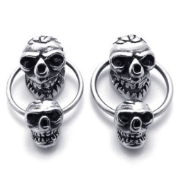 Brincos De Titânio Com Caveira Dupla