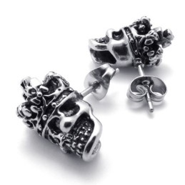 Brincos De Titânio Com Caveira E Coroa