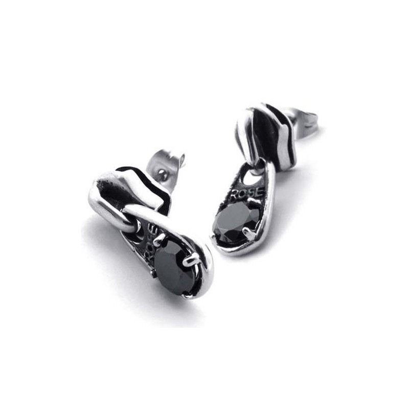 Brincos De Titânio Com Diamante Negro Brincos De Titânio Com Diamante Negro