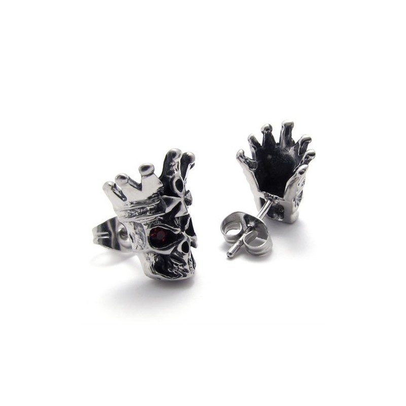 Brincos De Titânio Com Caveira De Diamante Vermelho Brincos De Titânio Com Caveira De Diamante Vermelho