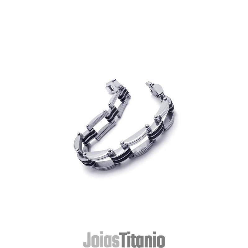 Pulseira De Prata E Titânio Puro Para Meninos