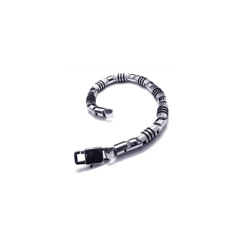 Pulseira Masculina De Titânio Puro 316L Preto E Prata Pulseira Masculina De Titânio Puro 316L Preto E Prata