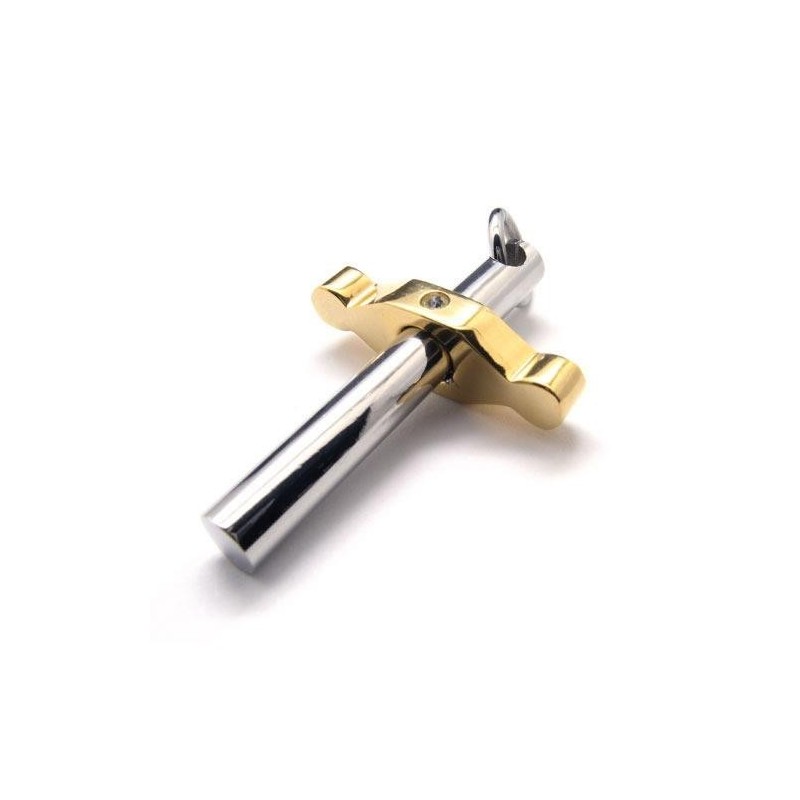 Colar Com Pingente De Cruz Em Titânio Puro Dourado E Prateado Colar Com Pingente De Cruz Em Titânio Puro Dourado E Prateado