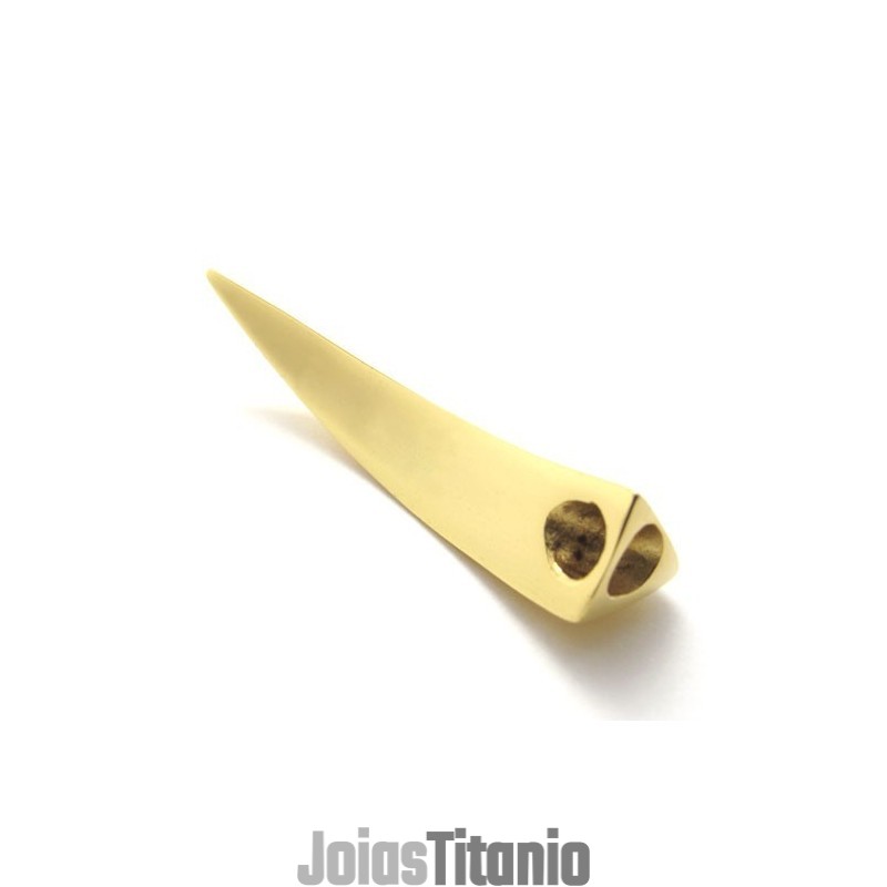 Pingente De Dente De Lobo Em Titânio Dourado