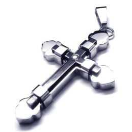 Colar Com Pingente De Cruz De Titânio Puro E Prata Preta Para Homens