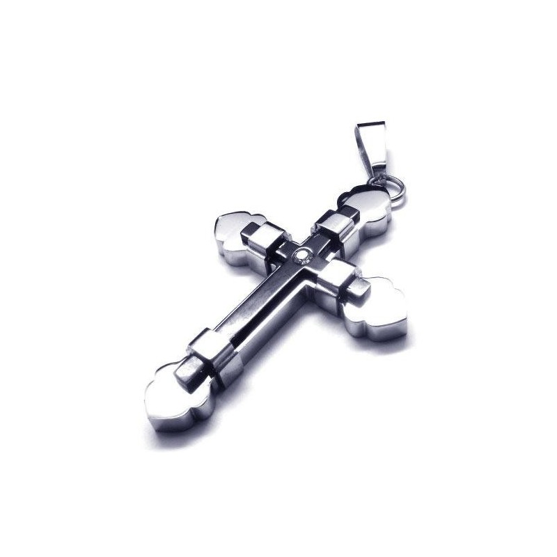 Colar Com Pingente De Cruz De Titânio Puro E Prata Preta Para Homens Colar Com Pingente De Cruz De Titânio Puro E Prata Preta Para Homens