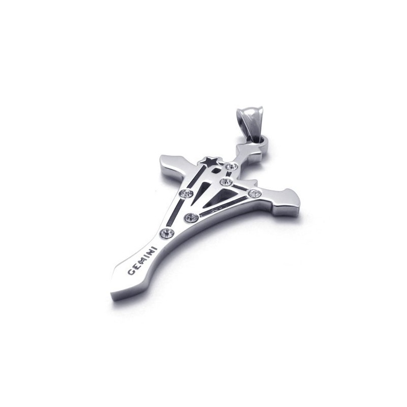 Pingente Gemini De Titânio Com Strass