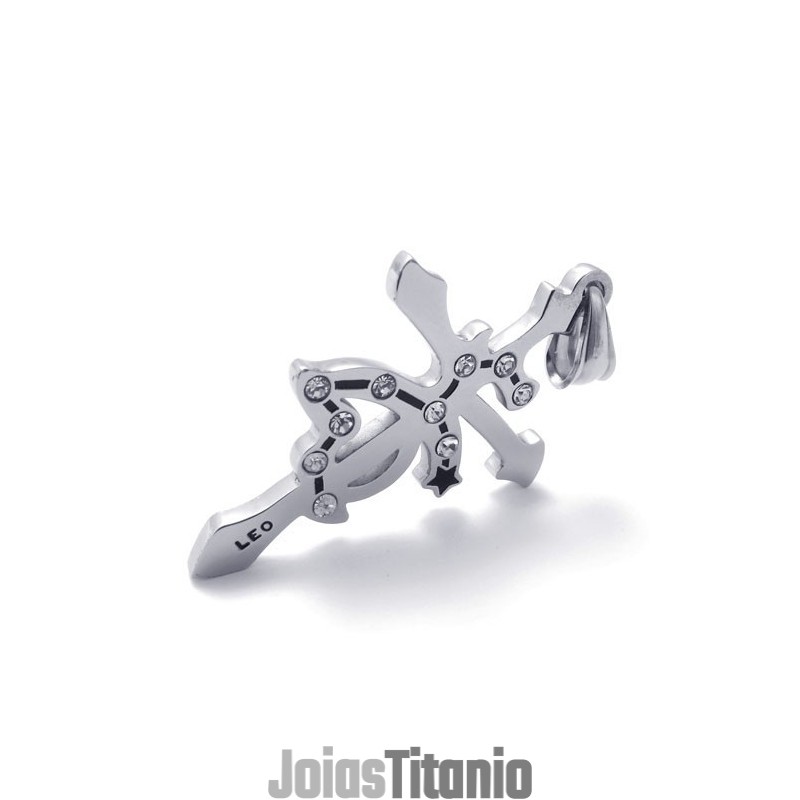 Pingente De Titânio Leo Com Strass Pingente De Titânio Leo Com Strass