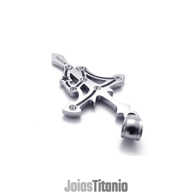 Pingente De Titânio Taurus Com Strass