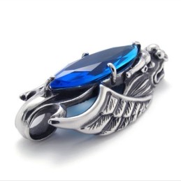 Pingente De Titânio Com Cabeça De Dragão E Zircônia Azul