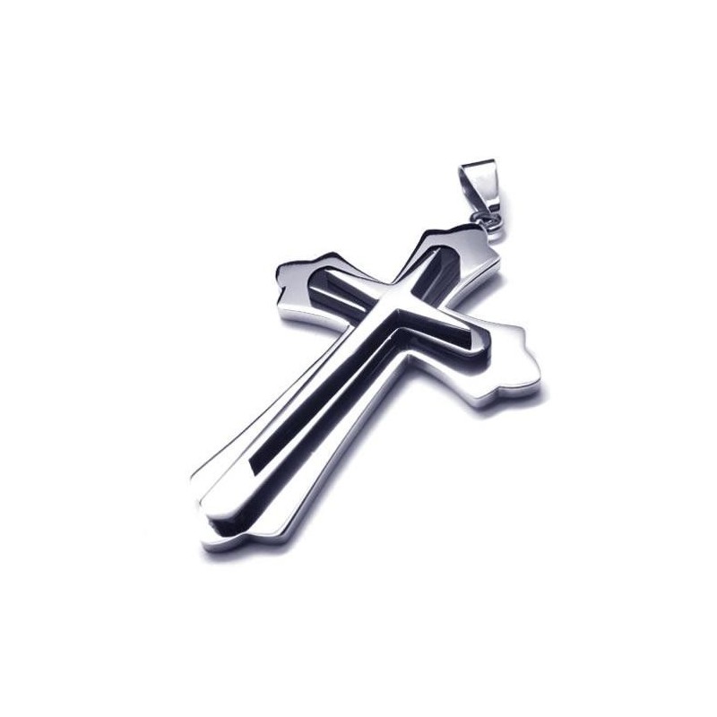 Colar Com Pingente De Cruz De Titânio Puro E Prata Preta Para Homens Colar Com Pingente De Cruz De Titânio Puro E Prata Preta Para Homens