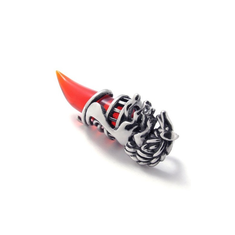 Pingente De Titânio Com Dente De Lobo Vermelho Pingente De Titânio Com Dente De Lobo Vermelho