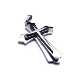 Colar Com Pingente De Cruz De Titânio Puro E Prata Preta Para Homens