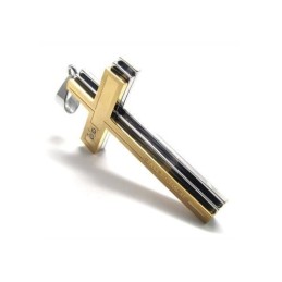Colar Com Pingente De Cruz Em Titânio Puro Dourado E Prateado