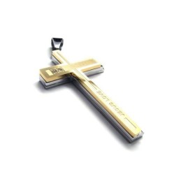 Colar Com Pingente De Cruz Em Titânio Puro Dourado E Prateado