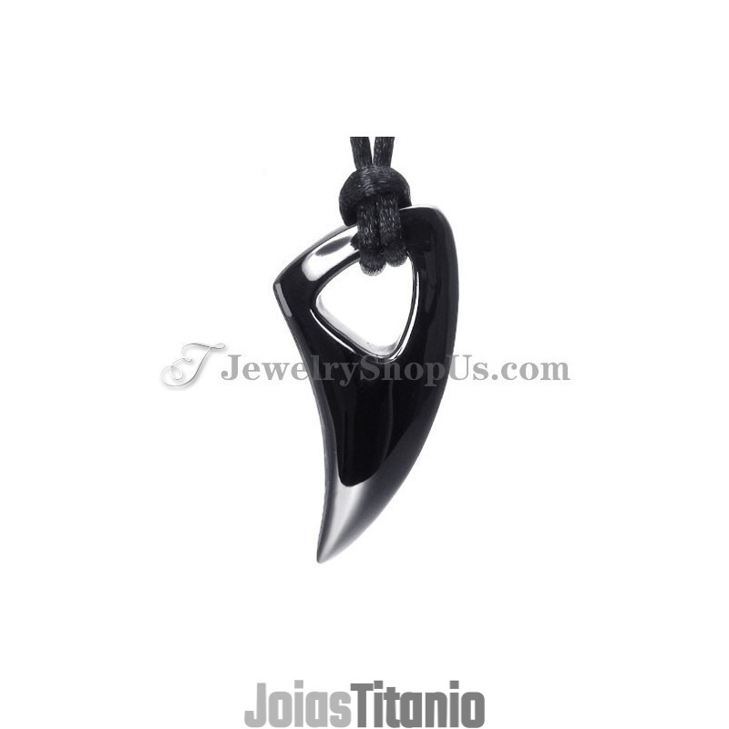 Pingente De Titânio Dente De Lobo Preto Pingente De Titânio Dente De Lobo Preto