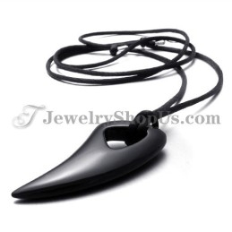 Pingente De Titânio Dente De Lobo Preto