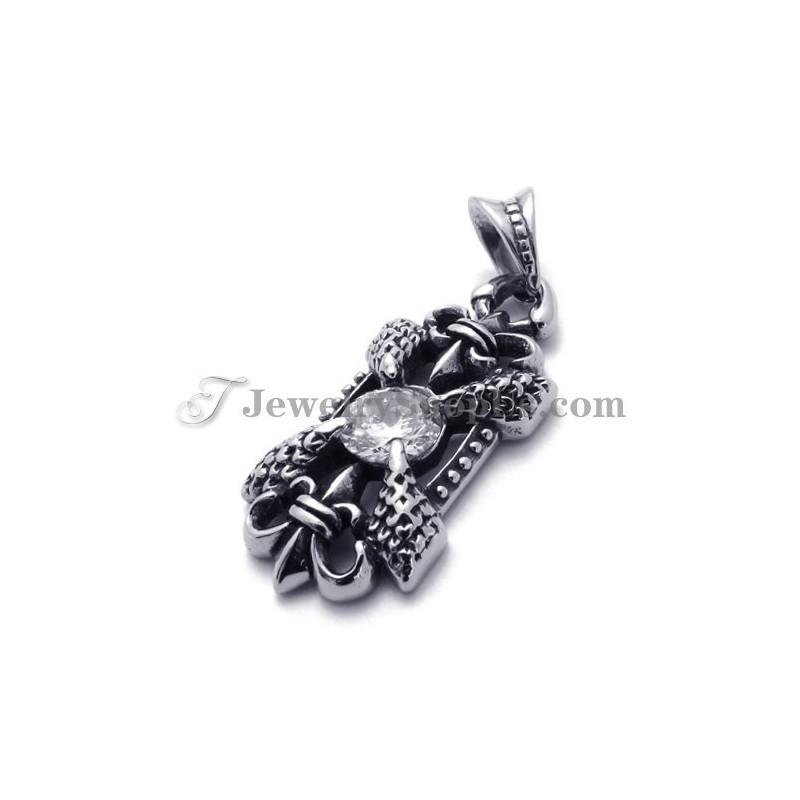 Pingente Elegante De Titânio Com Zircônia