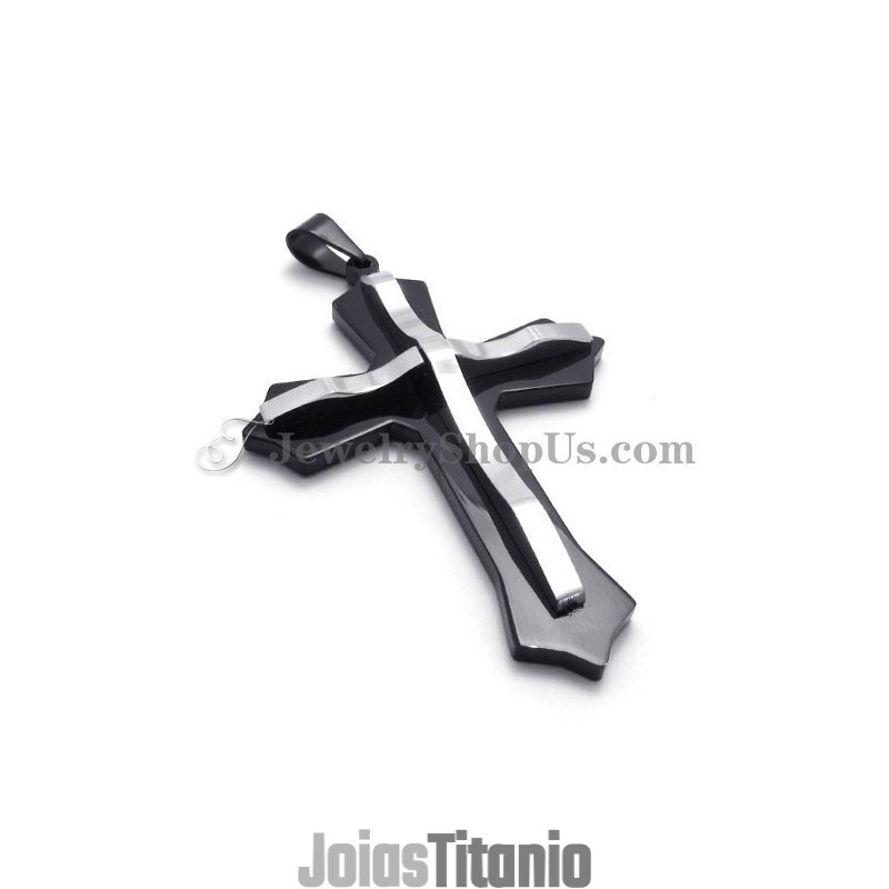 Pingente De Cruz De Titânio Preto Da Moda