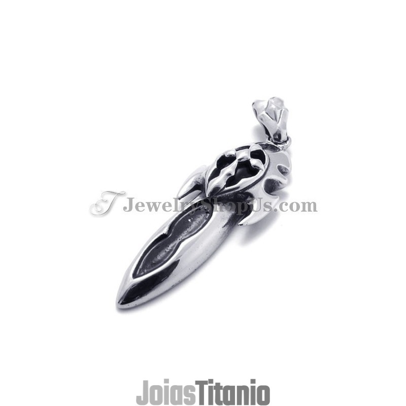 Pingente De Titânio Com Zircônia Preta Da Moda