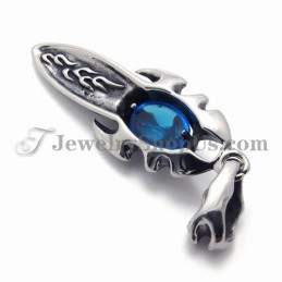 Pingente De Titânio Com Zircônia Azul Da Moda