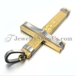 Pingente De Cruz De Titânio Dourado Da Moda