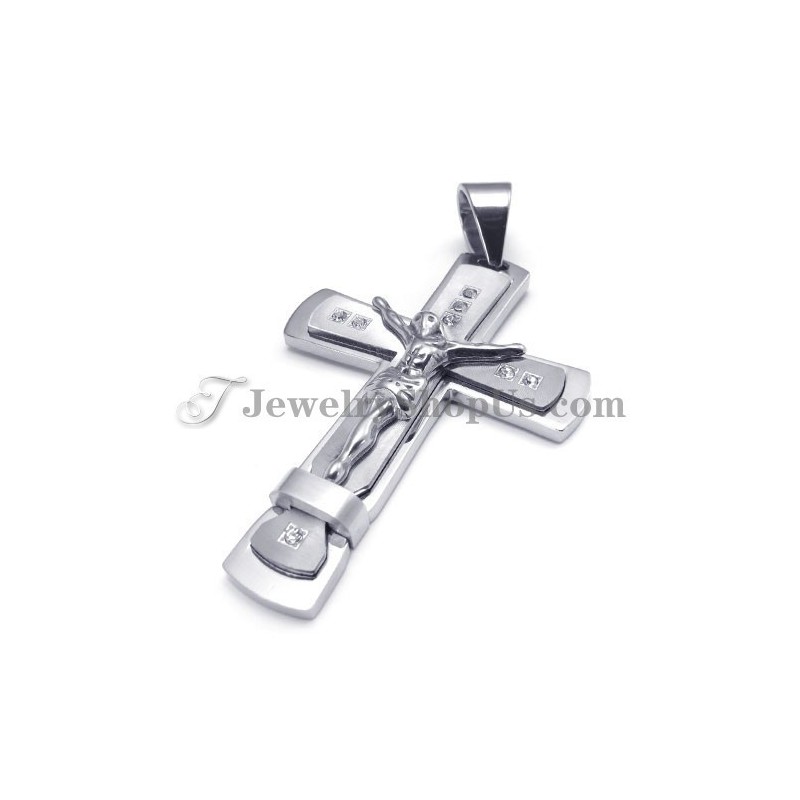 Pingente Clássico De Cruz De Jesus Em Titânio