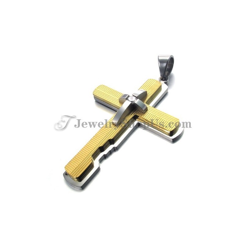 Pingente De Cruz De Titânio Dourado Pingente De Cruz De Titânio Dourado