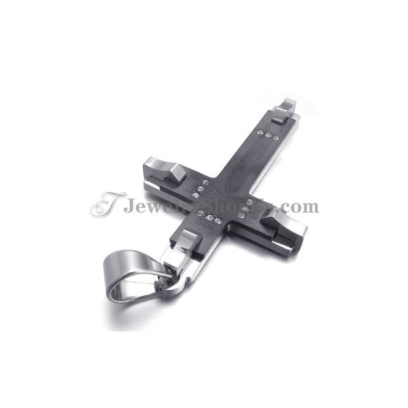 Lindo Pingente De Cruz De Titânio Preto Com Strass Lindo Pingente De Cruz De Titânio Preto Com Strass