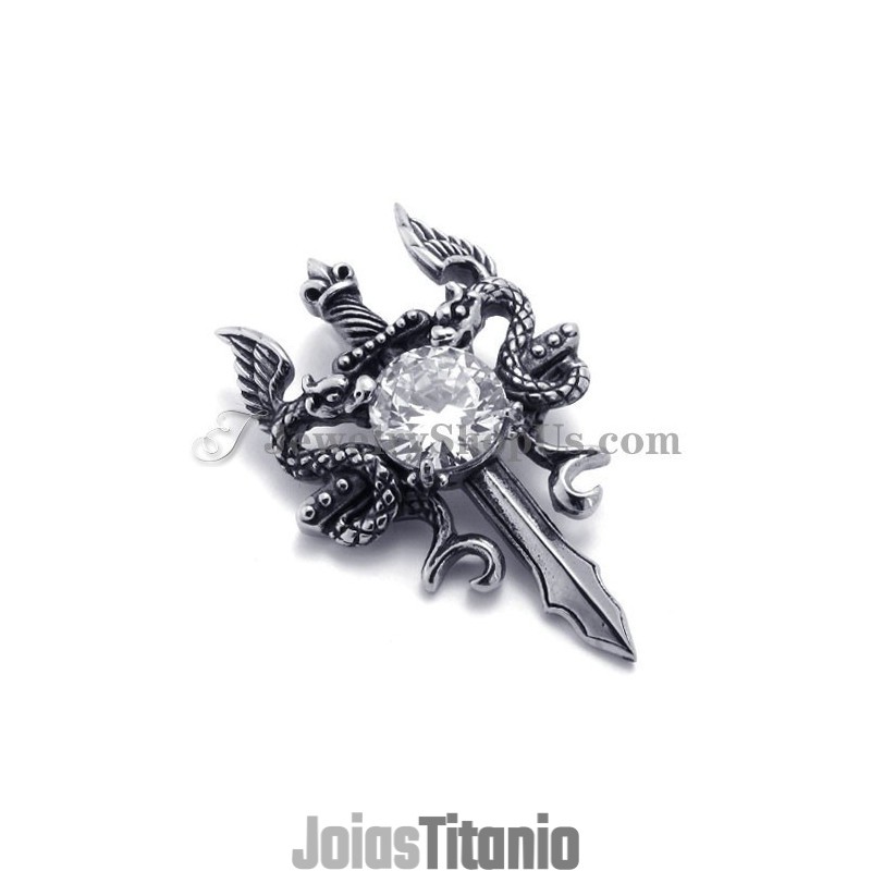 Pingente De Espada De Titânio Da Moda Com Zircônia Pingente De Espada De Titânio Da Moda Com Zircônia