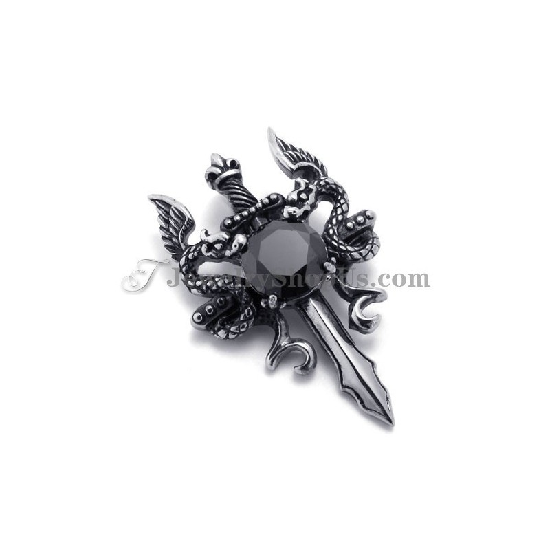 Pingente De Espada De Titânio Da Moda Com Zircônia Preta Pingente De Espada De Titânio Da Moda Com Zircônia Preta