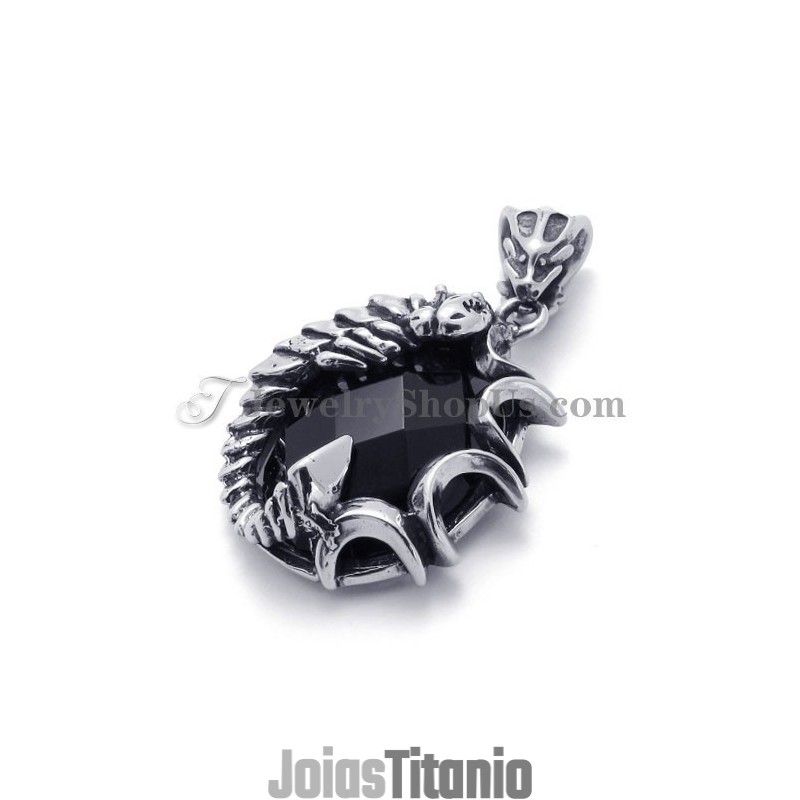 Pingente Elegante De Titânio Com Zircônia Preta Pingente Elegante De Titânio Com Zircônia Preta