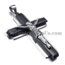 Pingente De Cruz De Jesus Em Titânio Preto Da Moda