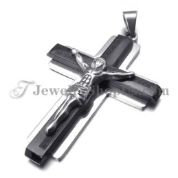 Pingente De Cruz De Jesus Em Titânio Preto Da Moda