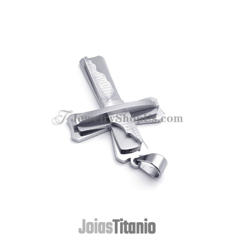 Lindo Pingente De Cruz De Titânio Prateado