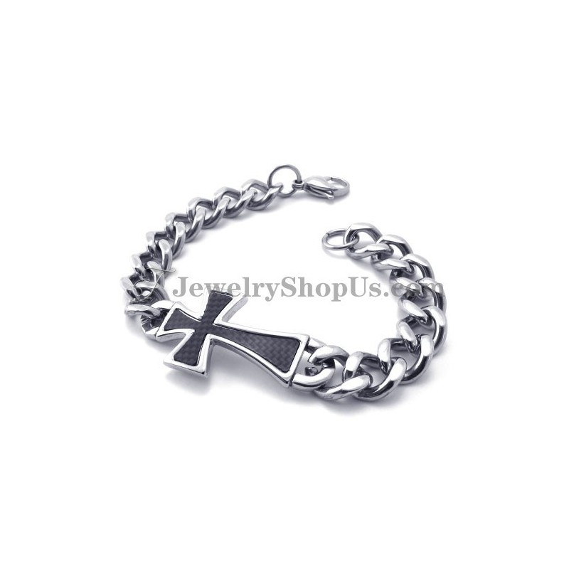 Pulseira De Titânio Com Cruz Da Moda