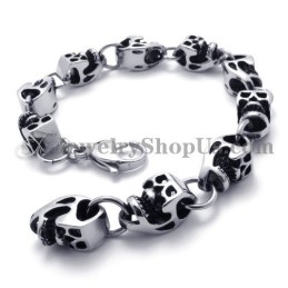Pulseira De Caveiras De Titânio Deslumbrante