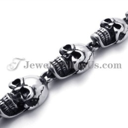 Pulseira De Titânio Com Caveiras Elegantes