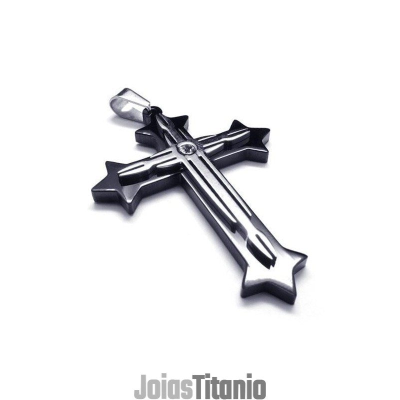 Colar Masculino Com Pingente De Cruz Em Titânio Puro Preto (Novo) Colar Masculino Com Pingente De Cruz Em Titânio Puro Preto (Novo)