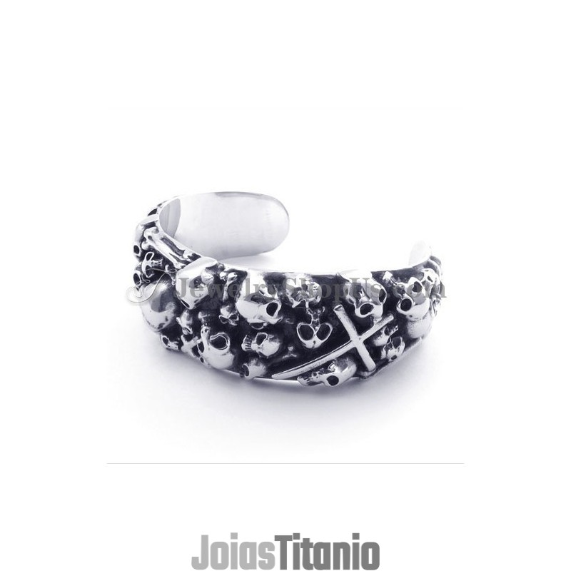 Pulseira De Caveiras De Titânio Pulseira De Caveiras De Titânio