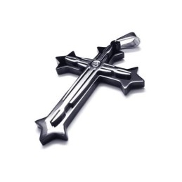 Colar Masculino Com Pingente De Cruz Em Titânio Puro Preto (Novo)