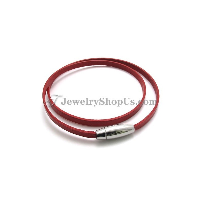 Pulseira De Couro Vermelho Da Moda Com Titânio Pulseira De Couro Vermelho Da Moda Com Titânio