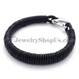Pulseira De Couro Preto De Titânio Da Moda
