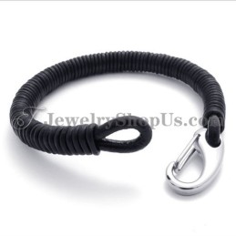 Pulseira De Couro Preto De Titânio Da Moda